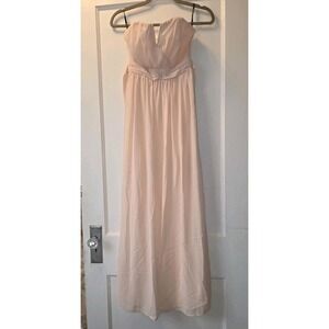 NWT TFNC London Dress Womans 8 Nude Pink Strapless Chiffon Formal Wedding